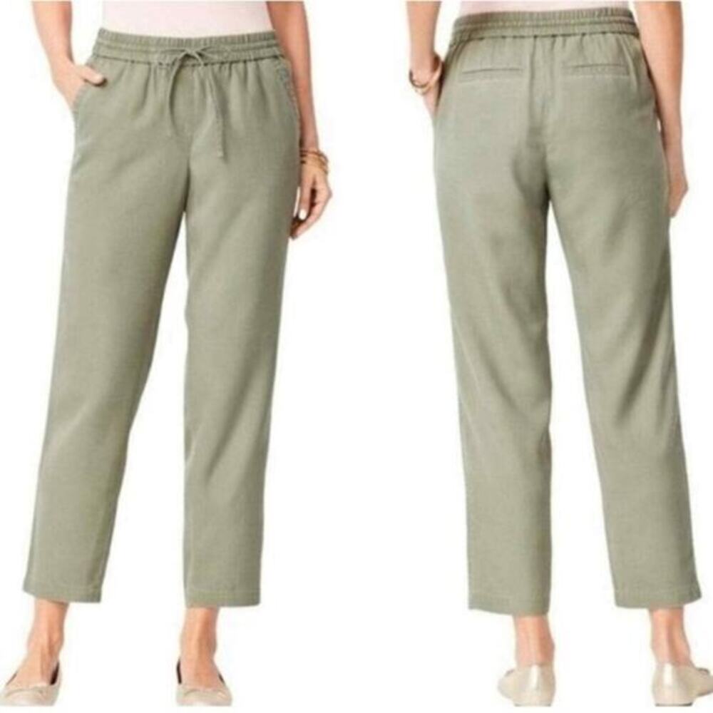 Talbots Easy Drawstring Pants Olive Green Tencel Lyocell comfy Cozy Size 6